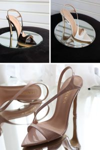 Sandale na stiklu iz Glow kolekcije, novo u Naka prodavnicama. Tri različite sandale, bež, bele i crne boje.